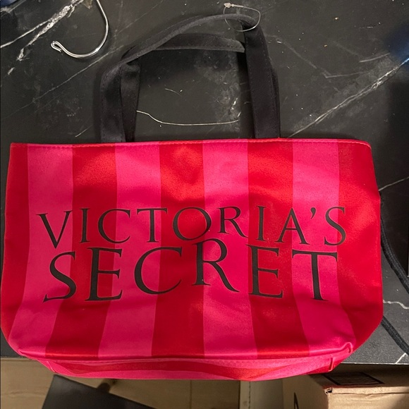 Victoria's Secret Handbags - Victoria's Secret Pink & Hot Pink Striped Tote Bag